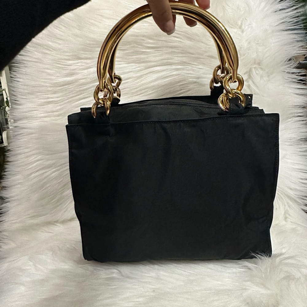 FLASH SALE🔥🔥🔥Authentic Prada Black Tessuto Nylon Handbag With Gold Hardware - Picture 3 of 14